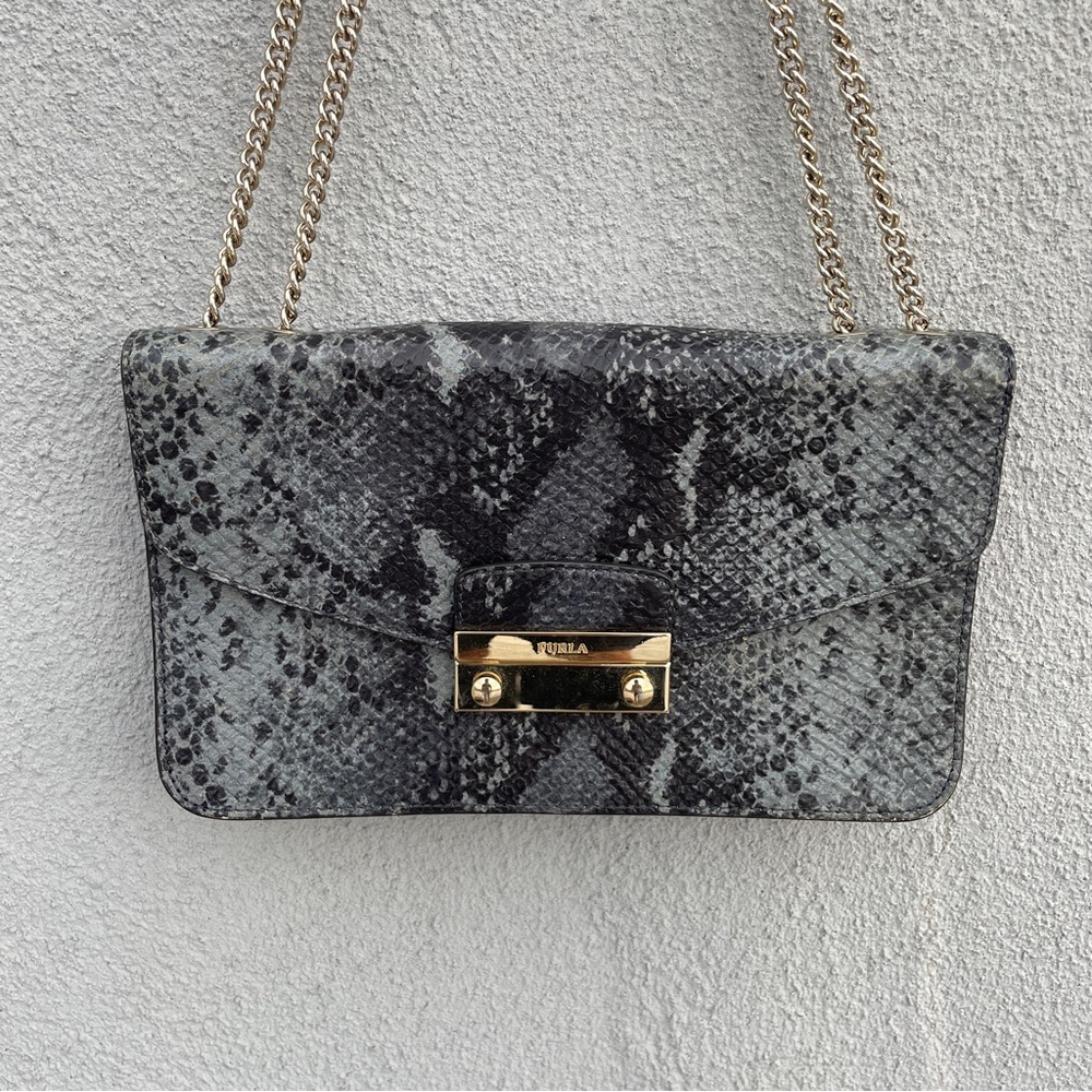 Python Print Gold Chain Crossbody Bag - image 2